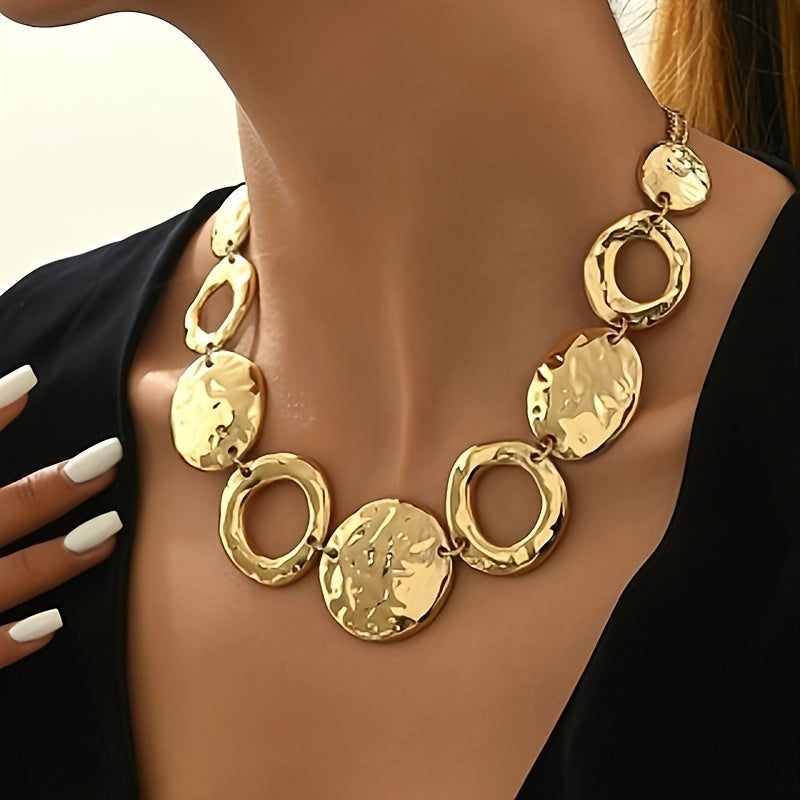 Gold Alloy Hammered Statement Necklace – Nickel & Lead Free, 100% Recycled Metal Jewelry Bubble