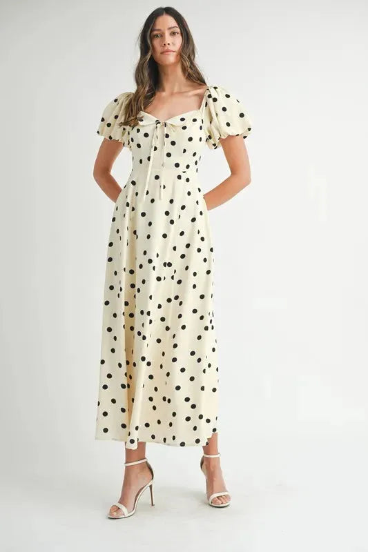 Timeless Polka Dot Puff Sleeve Midi Dress for Every Occasion