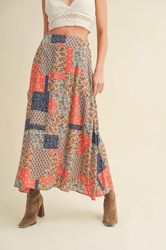 Stylish Printed Maxi Skirt: Elevate Your Wardrobe with Bold Patterns in Tan/Orange