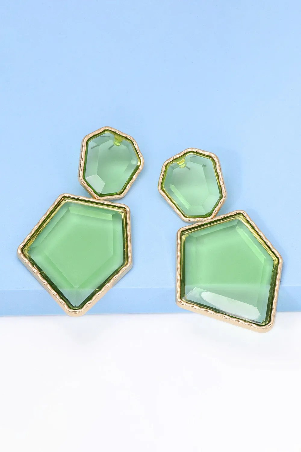 Framed Geometric Resin Drop Earrings