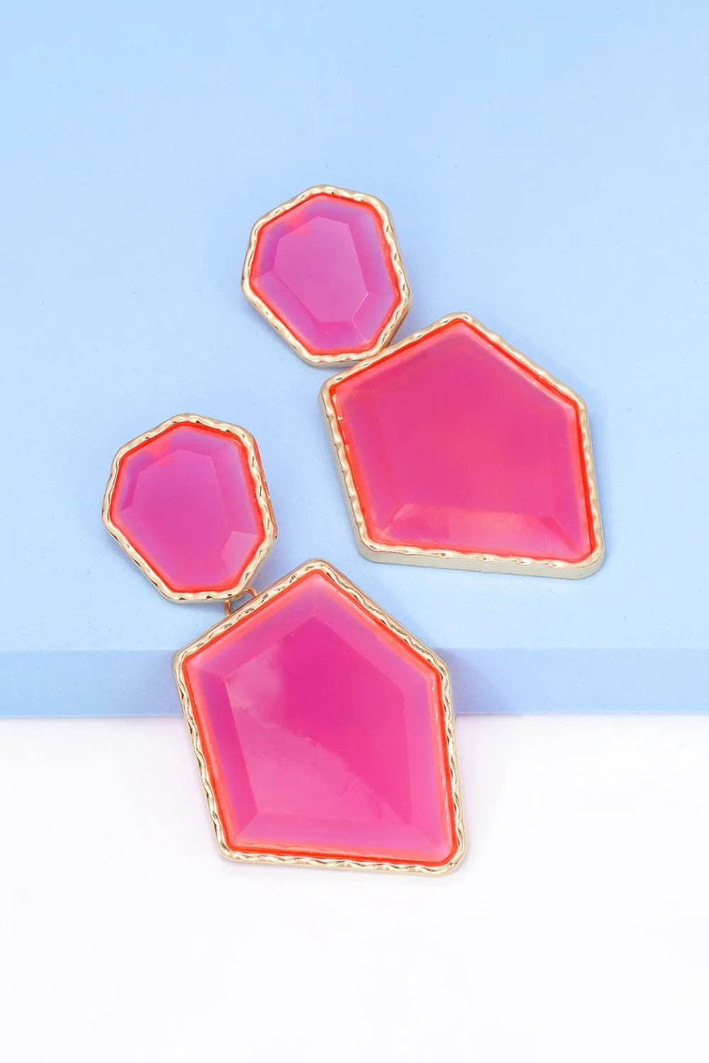 Framed Geometric Resin Drop Earrings