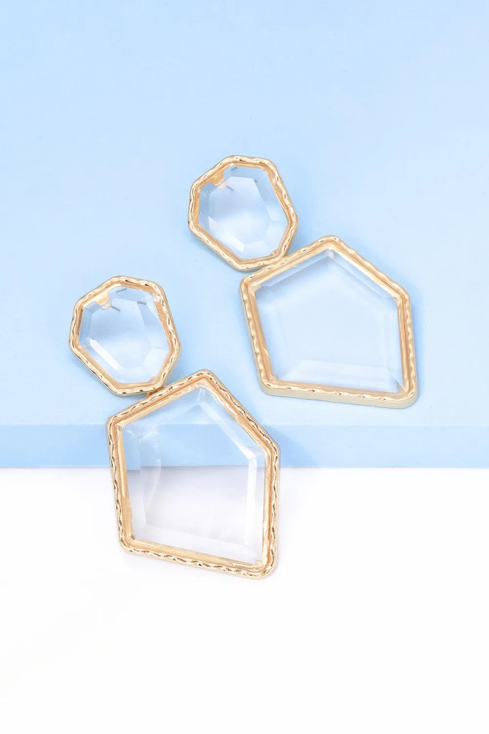 Framed Geometric Resin Drop Earrings