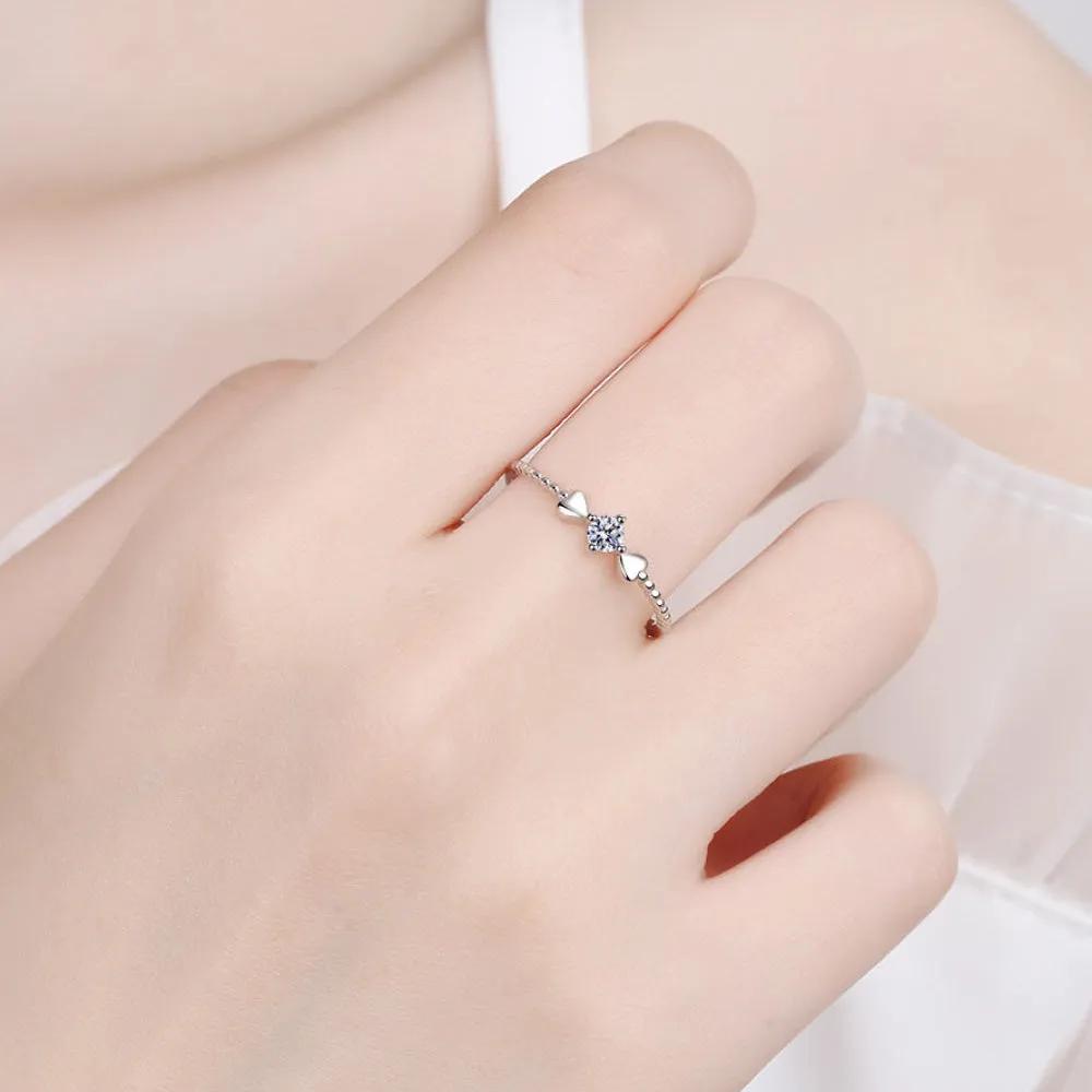 Dainty Sterling Silver Moissanite Ring – Minimalist Design