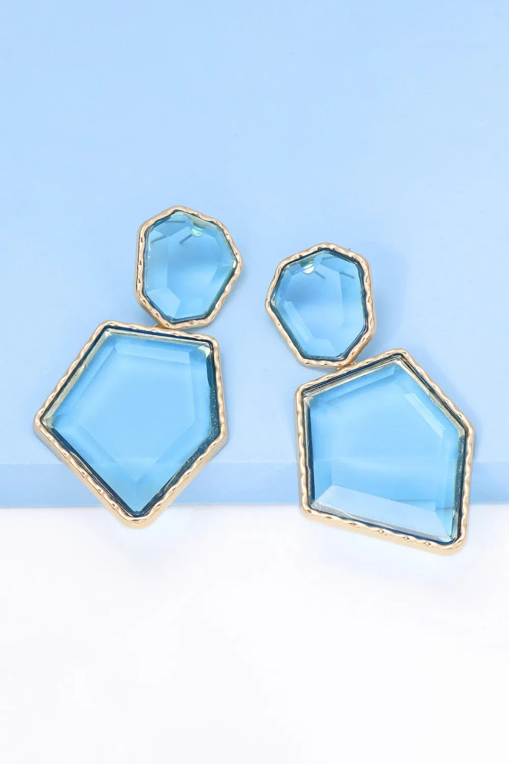 Framed Geometric Resin Drop Earrings