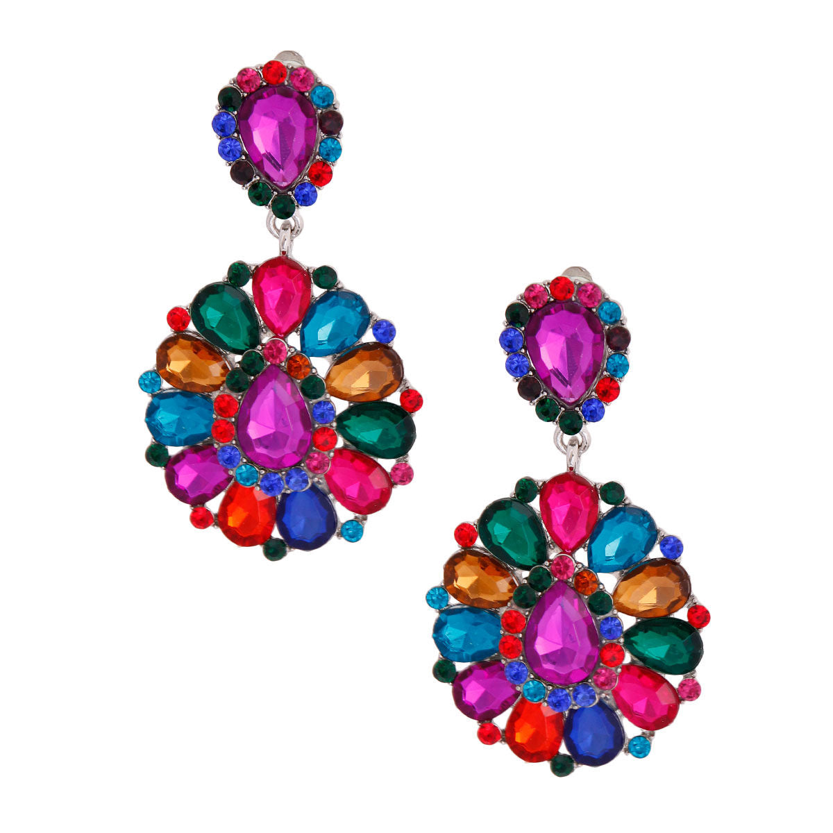 Multicolor Statement Earrings Colorful Rhinestone