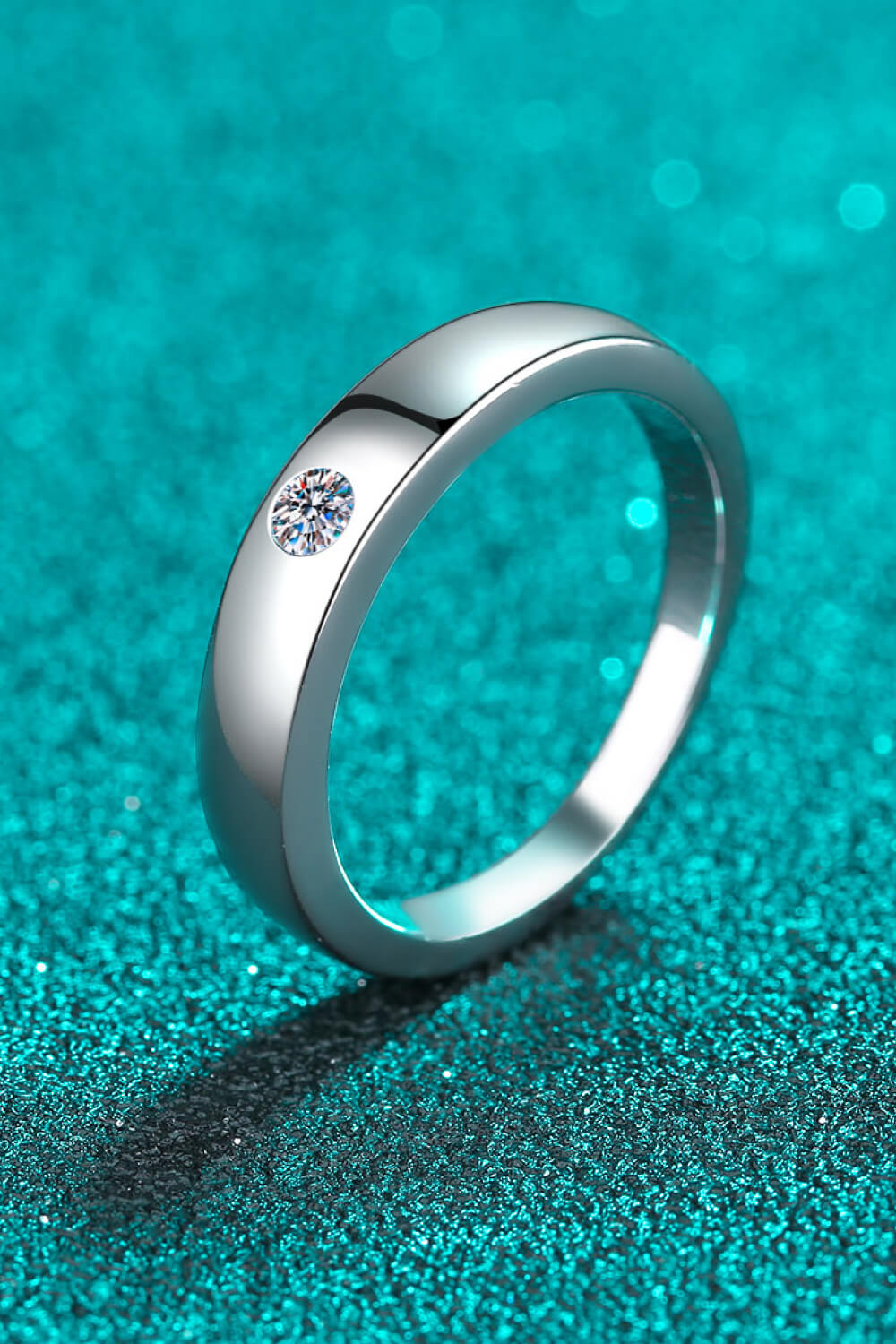 Elegant Moissanite Rhodium Plated Ring