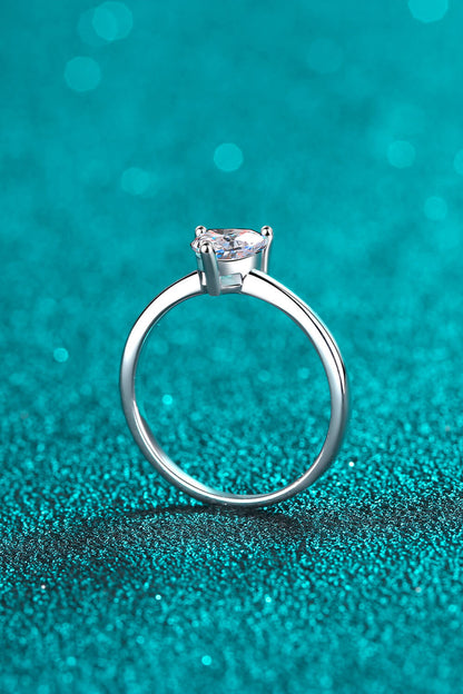 Mid-Century Inspired Heart Solitaire Ring - Sterling Silver