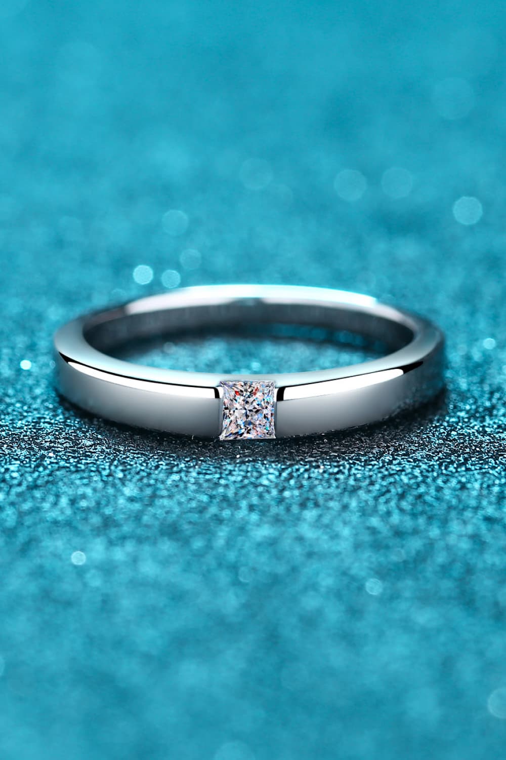 Minimalist Moissanite Rhodium Plated Ring