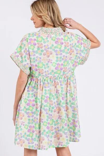 Floral Babydoll Short Sleeves Multicolor Dress – Perfect for Every Occasion