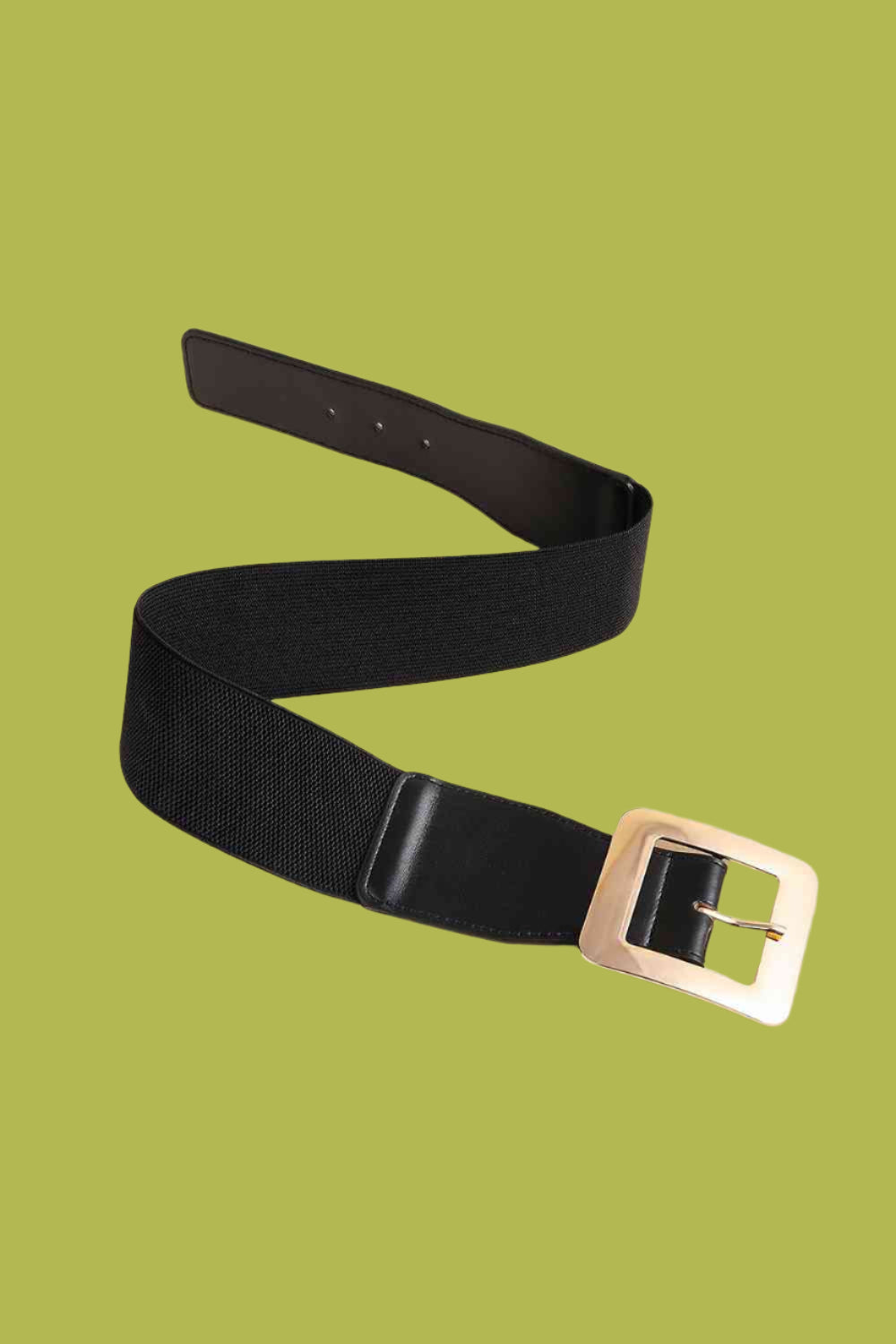 Elegant Black Belt – Gold Buckle Accent Trendsi