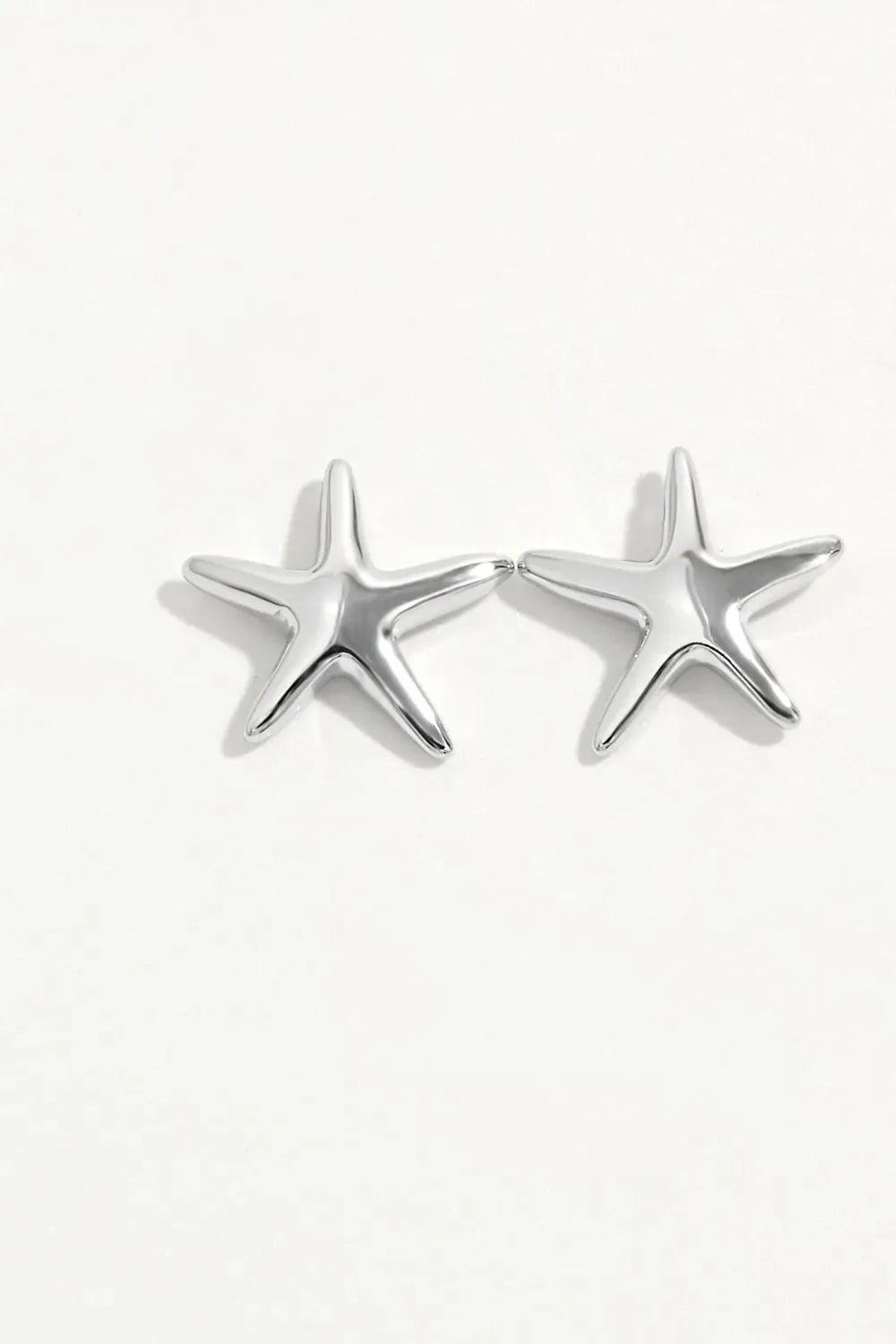Platinum-Plated S925 Sterling Silver Starfish Stud Earrings – Coastal-Inspired Women’s Jewelry