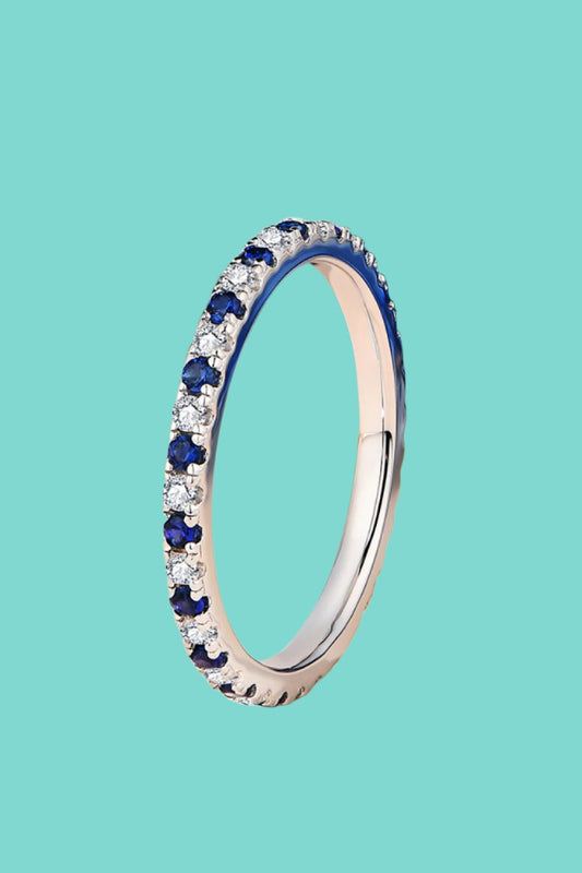 Sapphire Moissanite Eternity Band Ring