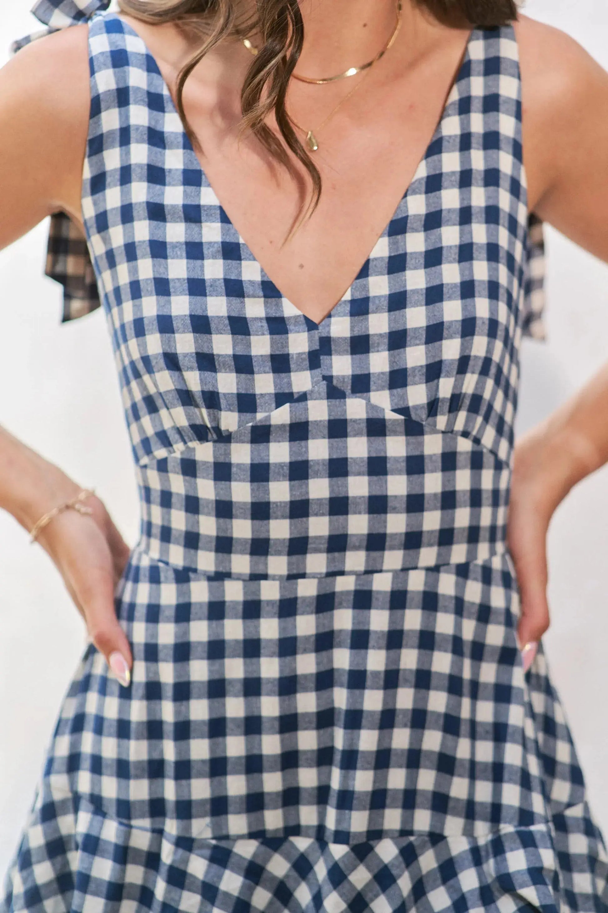 Jade By Jane Gingham Tiered Maxi Dress Jewelry Bubble