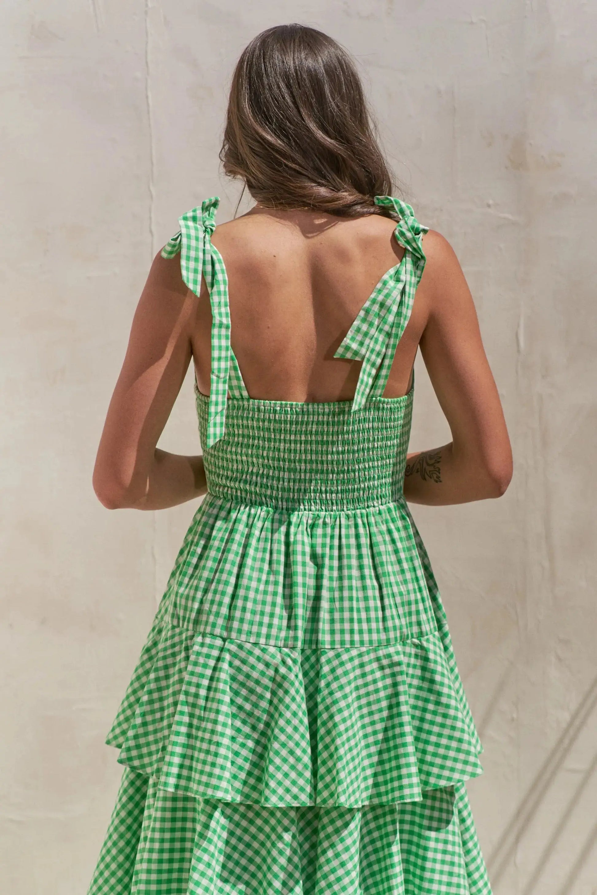 Jade By Jane Sleeveless Gingham Print Tiered Midi Dress Jewelry Bubble