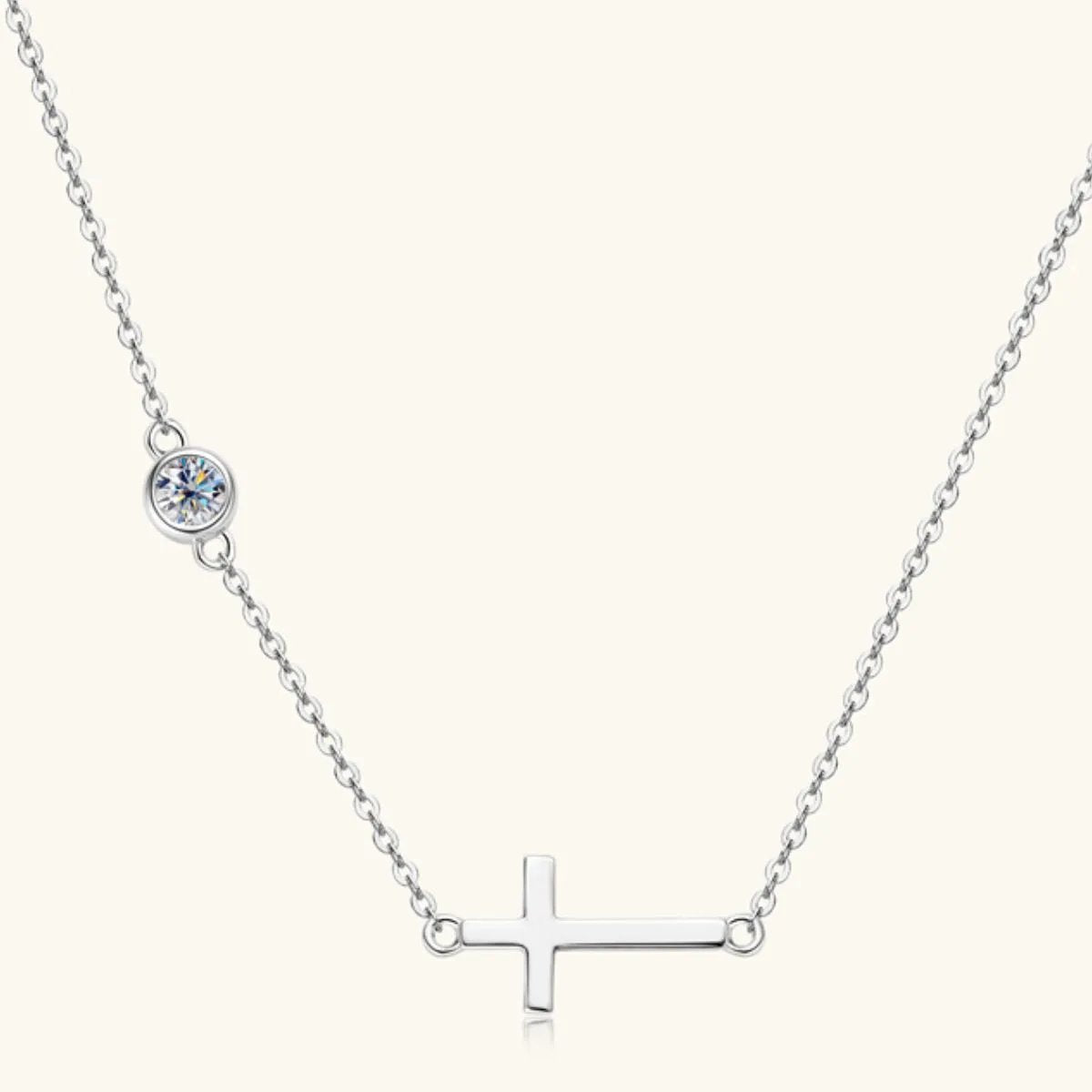 Dainty Moissanite Cross Necklace - 18K Gold-Plated Sterling Silver