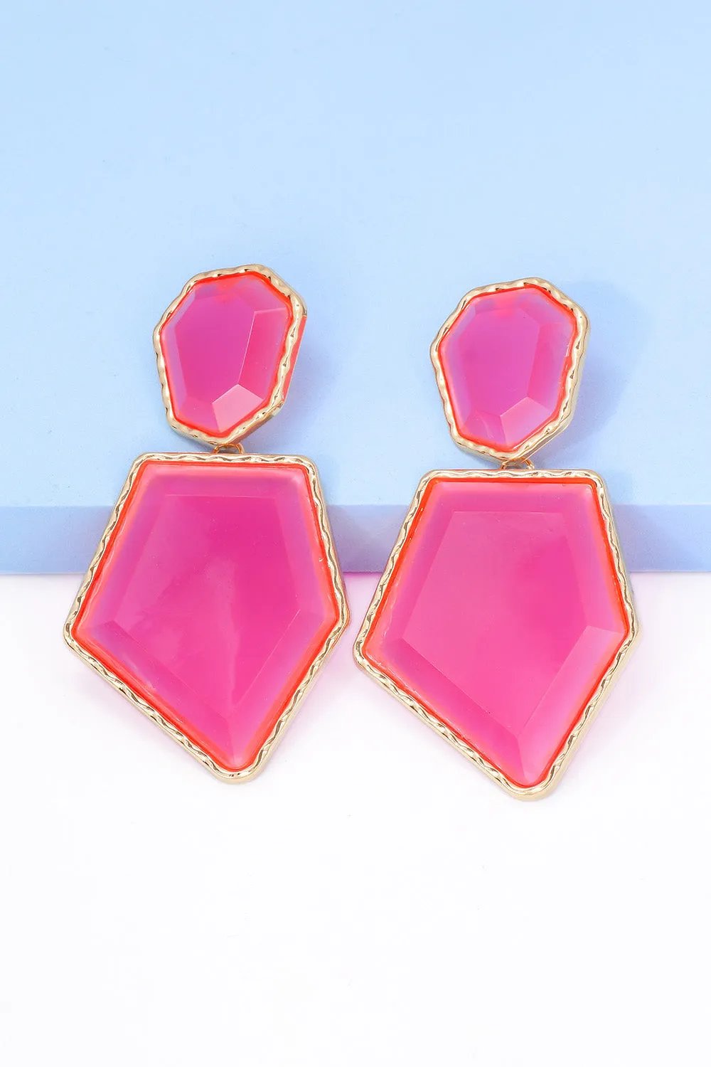 Framed Geometric Resin Drop Earrings