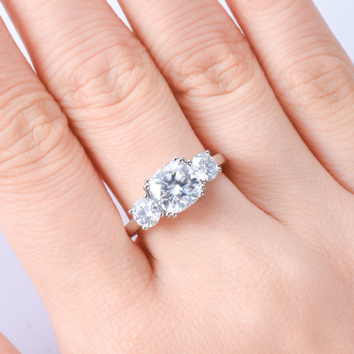 Moissanite Sparkle Platinum Plated Engagement Ring