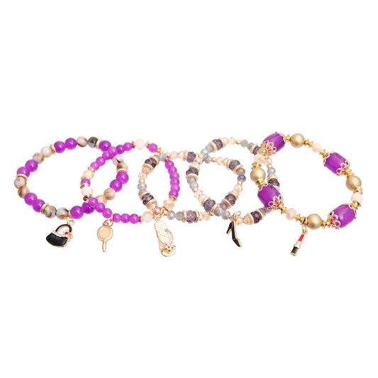 Purple Bead Fashion Charm Bracelets Pinktown