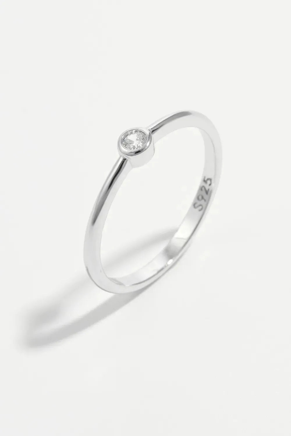 Jewelry Bubble Platinum-Plated S925 Sterling Silver Solitaire Ring with Inlaid Zircon
