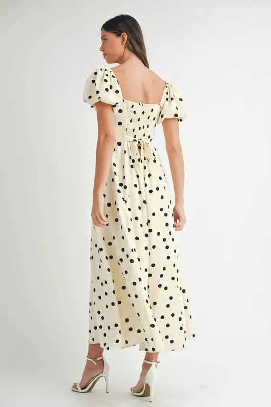 Timeless Polka Dot Puff Sleeve Midi Dress for Every Occasion