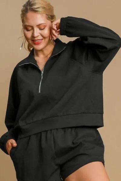 Half Zip Cropped Black Sweatshirt for Women – A Modern Wardrobe Essential