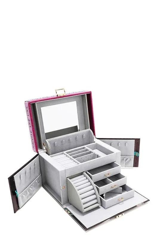 Nicole Lee USA Rhinestone Jewelry Box - Luxury Vegan Leather Organizer