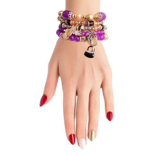 Purple Bead Fashion Charm Bracelets Pinktown
