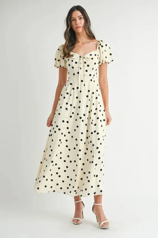 Timeless Polka Dot Puff Sleeve Midi Dress for Every Occasion