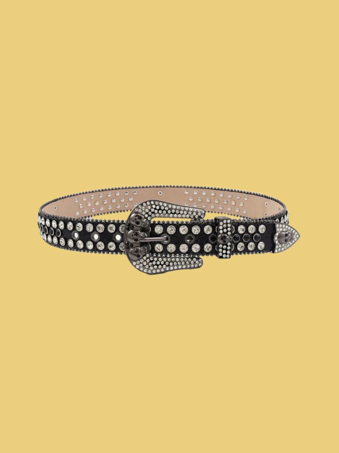 Fashionable Studded Rhinestone Skull Belt