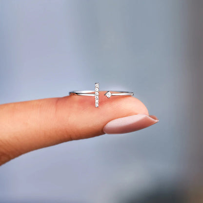 Dainty T shaped Friendship Ring Minimalist Design for Women