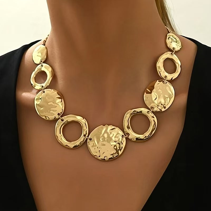 Gold Alloy Hammered Statement Necklace – Nickel & Lead Free, 100% Recycled Metal Jewelry Bubble