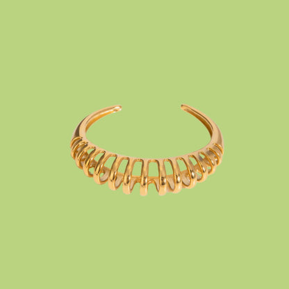 Spiral Twisted Minimalist Gold Tone Cuff Bangle Bracelet