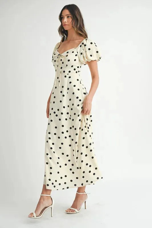 Timeless Polka Dot Puff Sleeve Midi Dress for Every Occasion