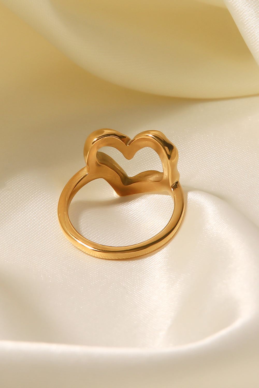 Elegant 18K Gold Plated Open Heart Ring