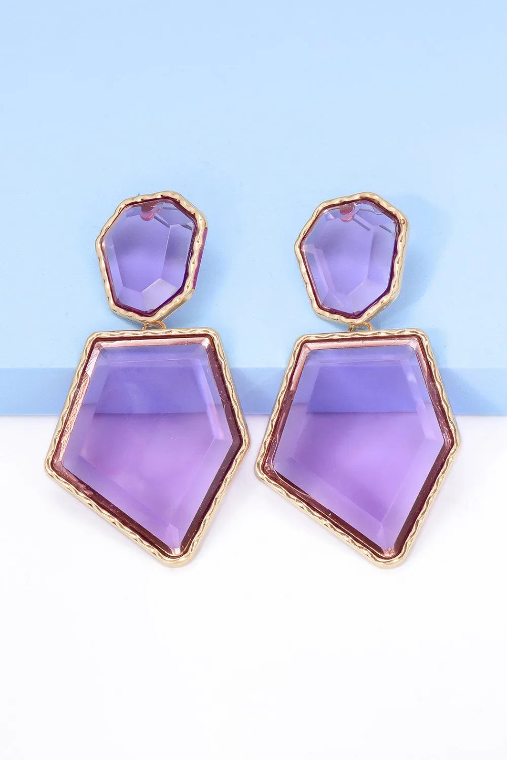 Framed Geometric Resin Drop Earrings