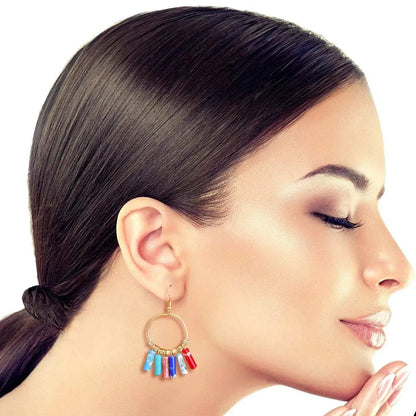 Add Splash to Your Look with Multicolor Bead Dangle Hoop Earrings