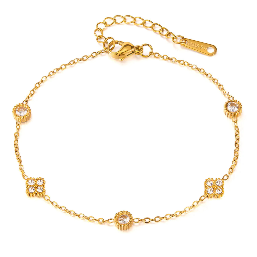 18K Gold Plated Titanium Steel Zircon Bracelet Dainty Chain Elegance