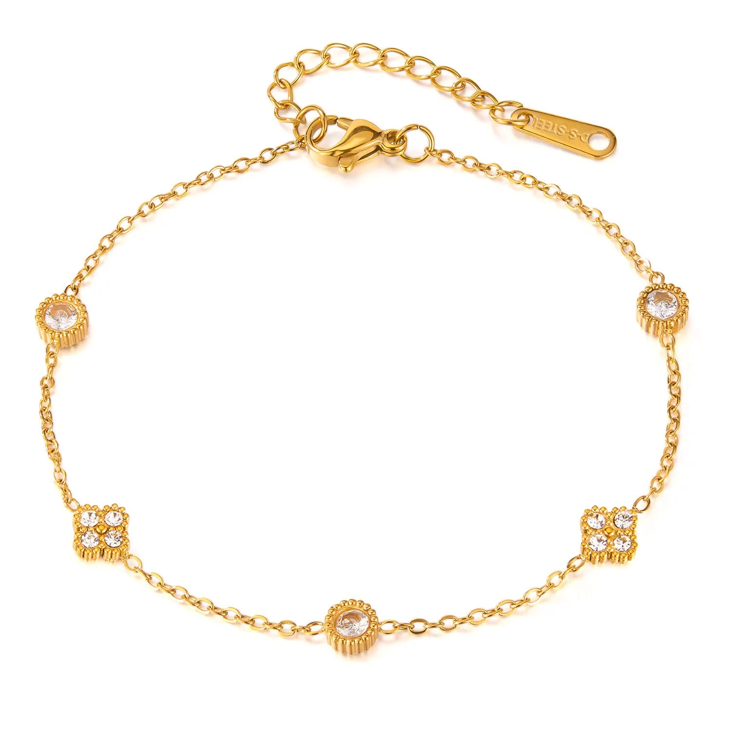 18K Gold Plated Titanium Steel Zircon Bracelet Dainty Chain Elegance