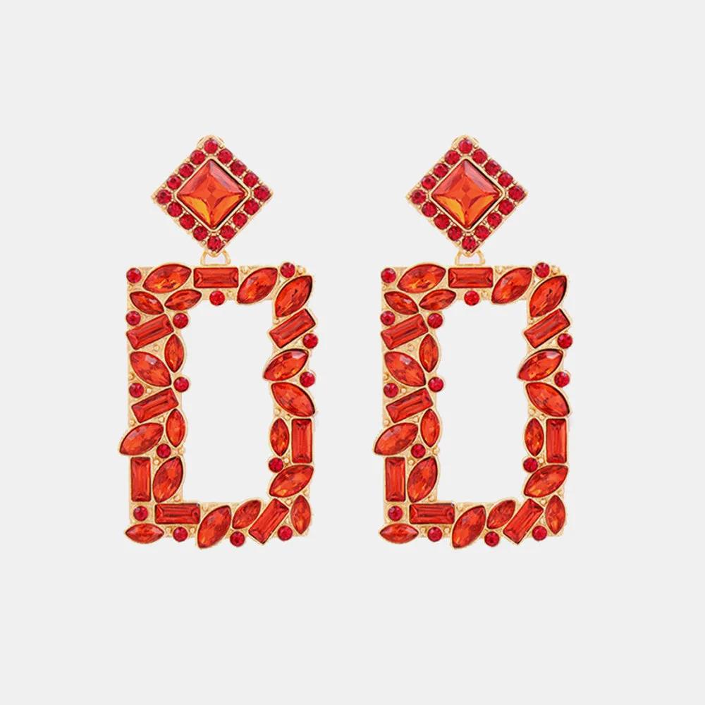 Rectangular Crystal Drop Earrings – Bold and Vibrant Statement Jewelry