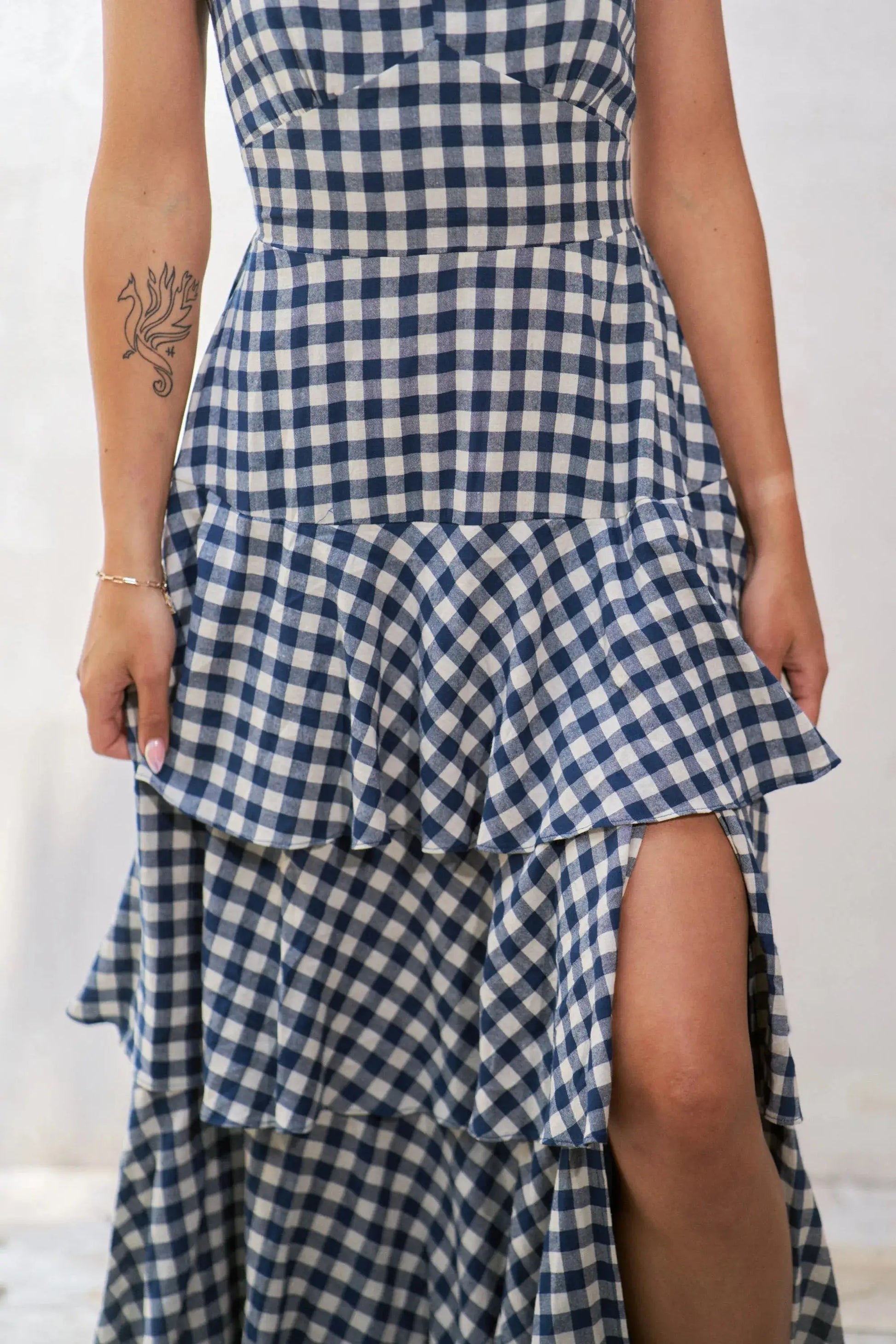 Jade By Jane Gingham Tiered Maxi Dress Jewelry Bubble