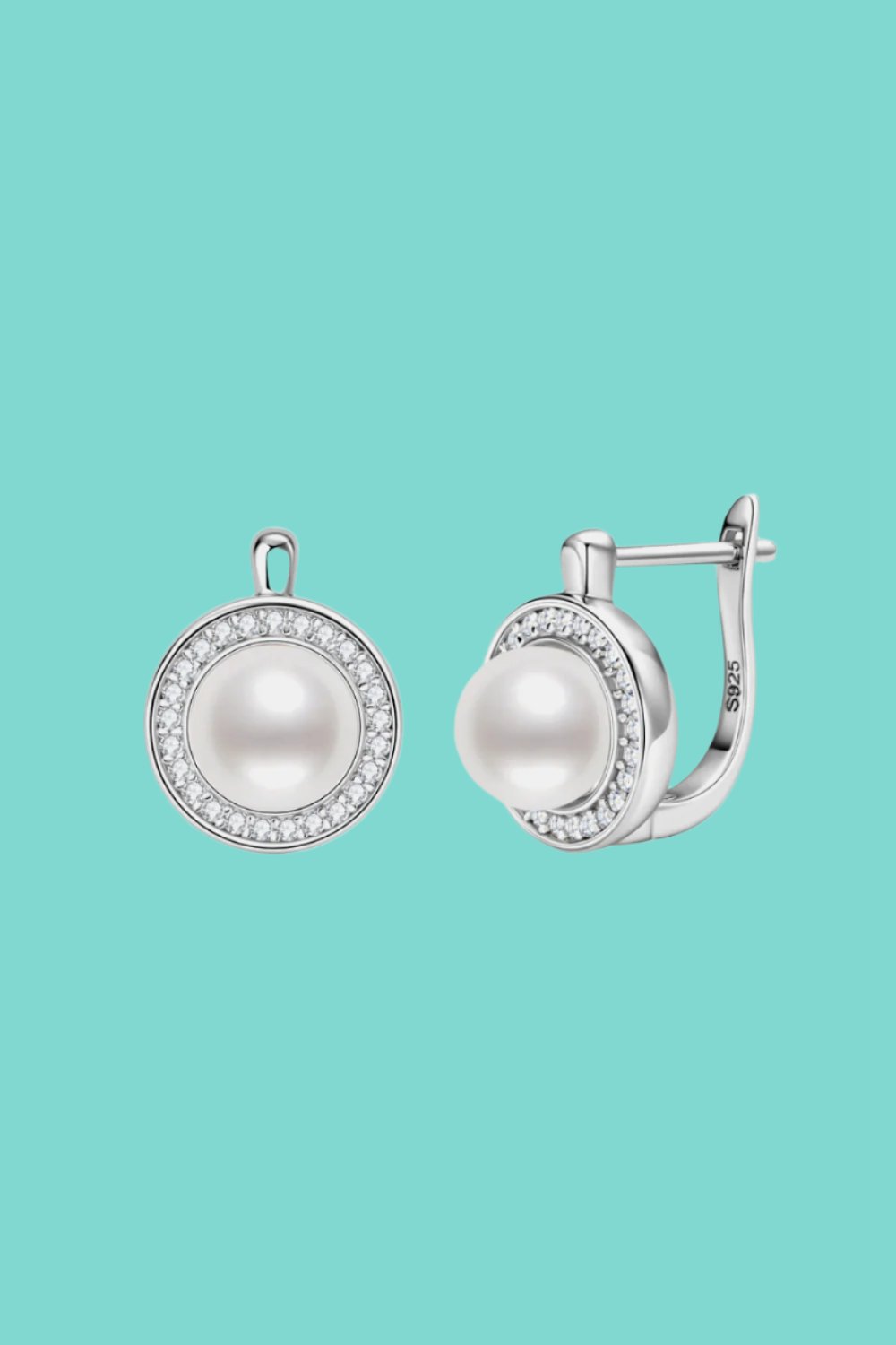 Timeless Moissanite Pearl Sterling Silver Earrings