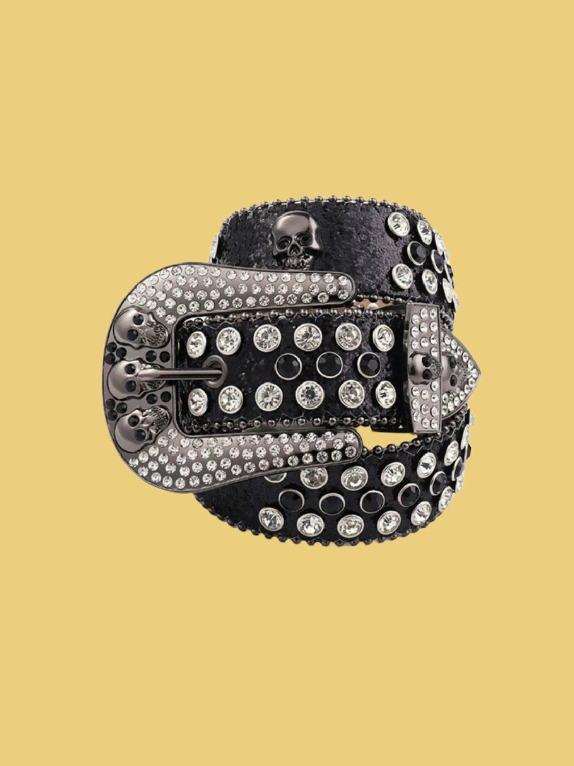 Fashionable Studded Rhinestone Skull Belt