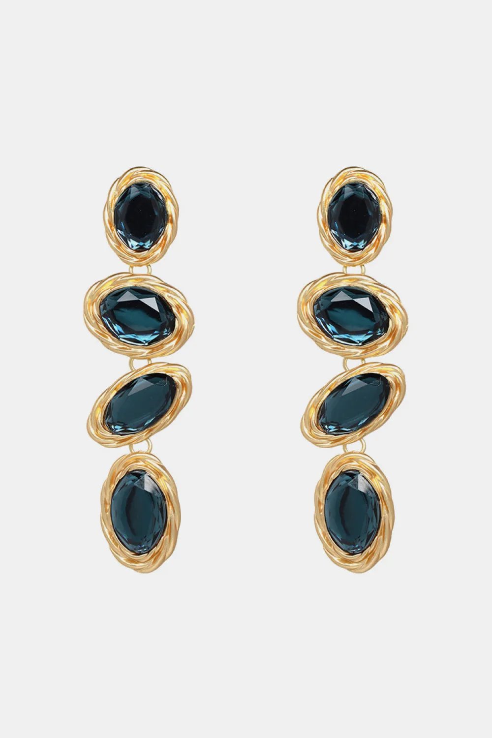 Jewel Tone Resin Statement Earrings with Gold-Twisted Frames