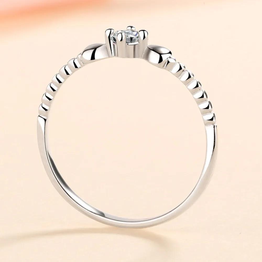 Dainty Sterling Silver Moissanite Ring – Minimalist Design