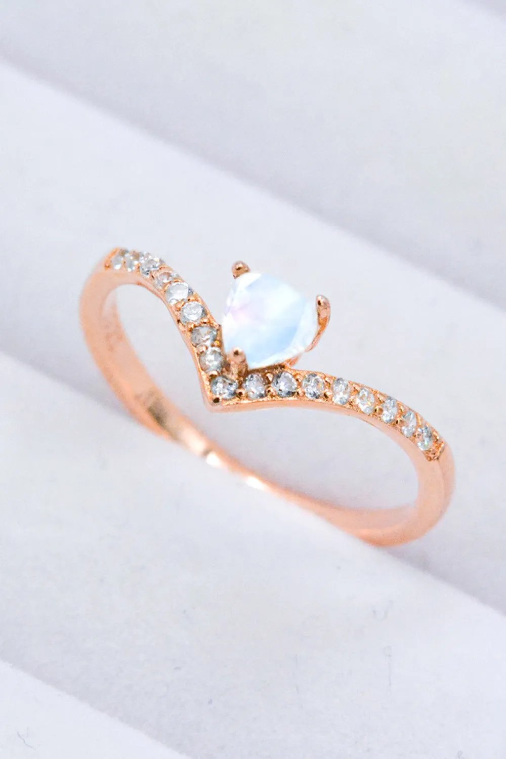 Moonstone Heart Ring - Modern Minimalist Design in S925 Sterling Silver