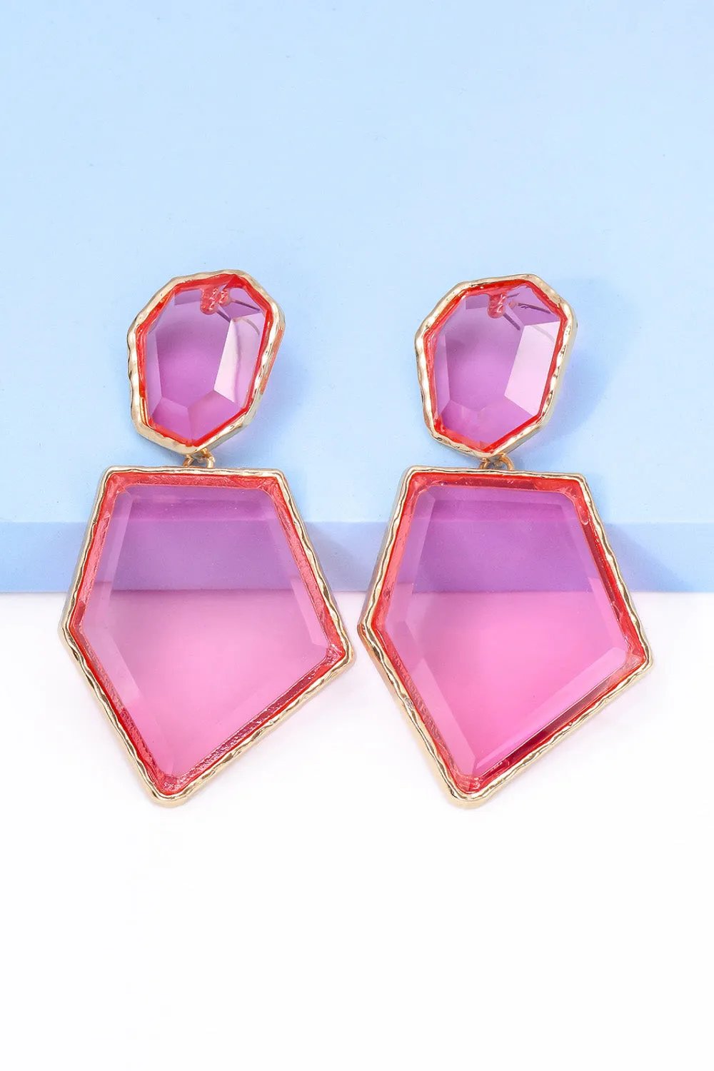 Framed Geometric Resin Drop Earrings