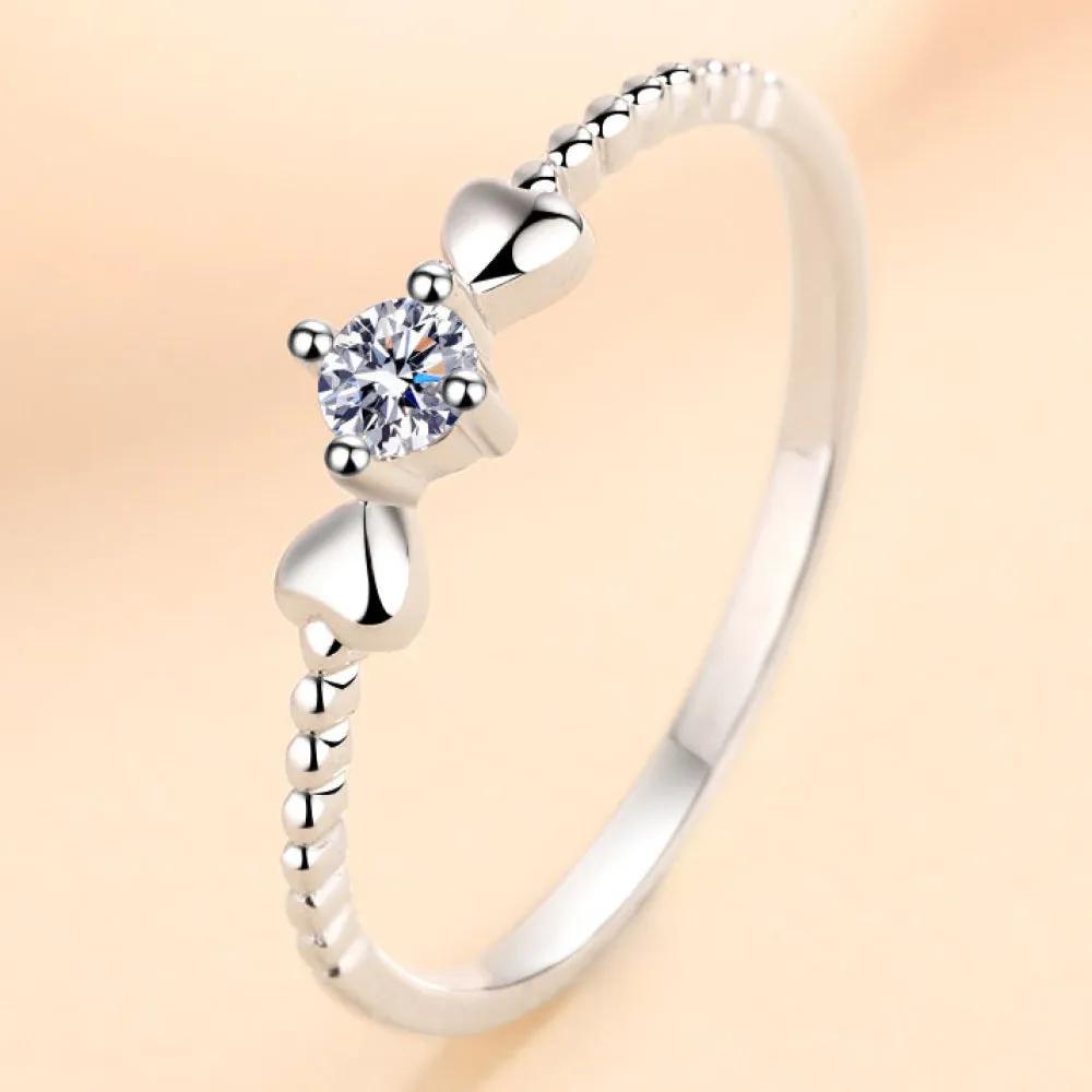 Dainty Sterling Silver Moissanite Ring – Minimalist Design