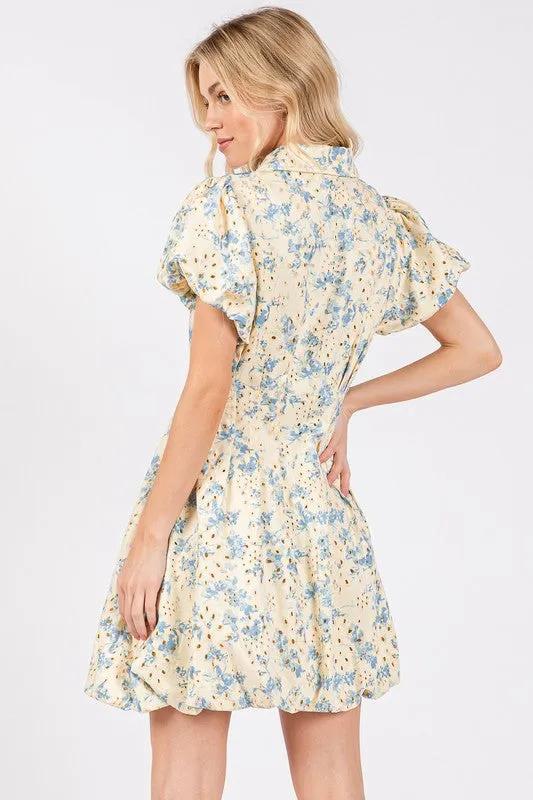 Floral Eyelet Puff Sleeve Mini Dress: Spring's Must-Have Fashion Piece