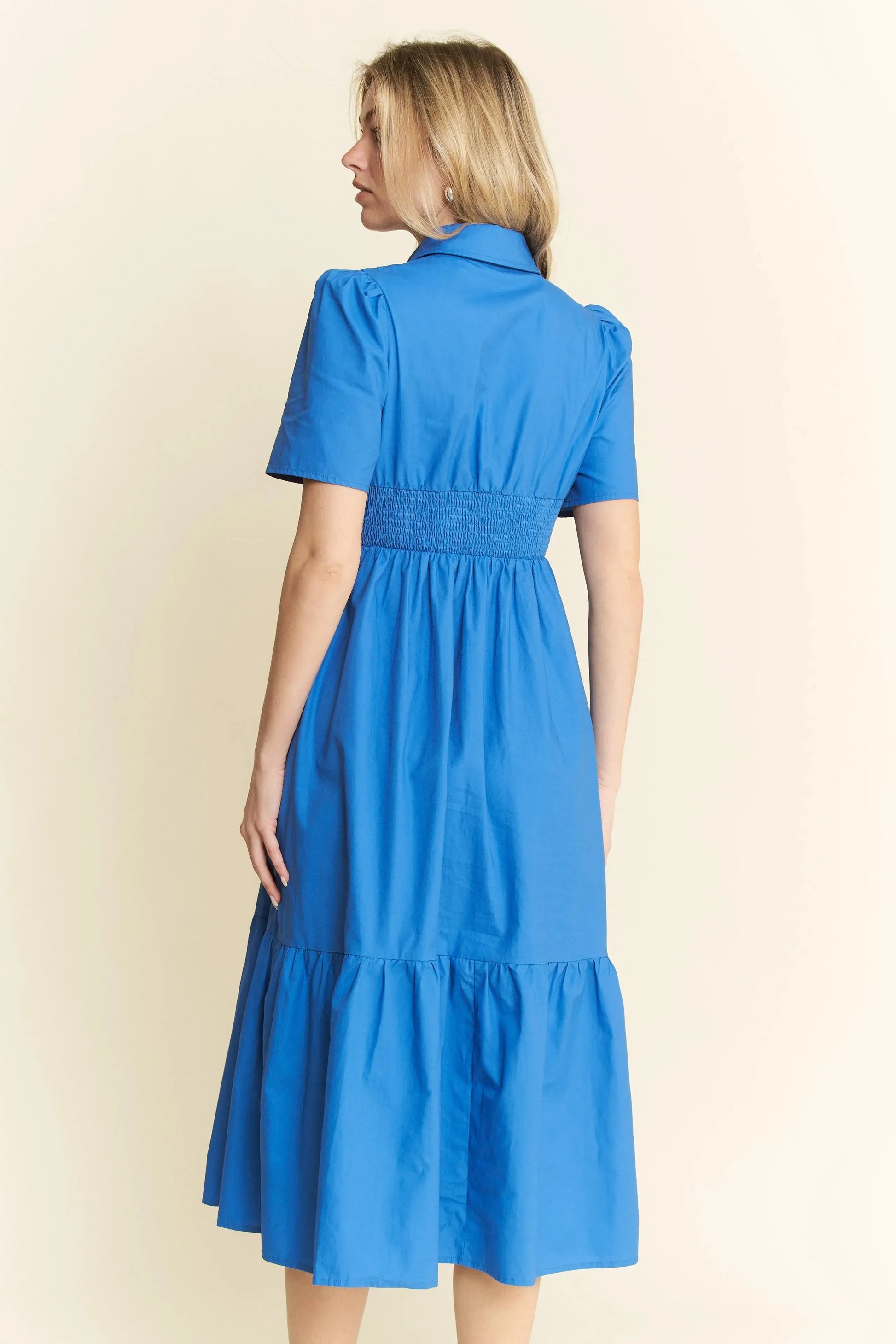 Jade By Jane Short Sleeve Button Down Midi Dress Jewelry Bubble