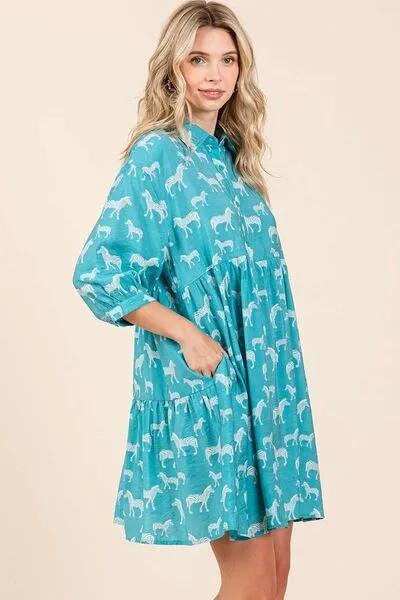 Zebra Print Button Down Shirt Mini Dress - Stand Out in Bold Style